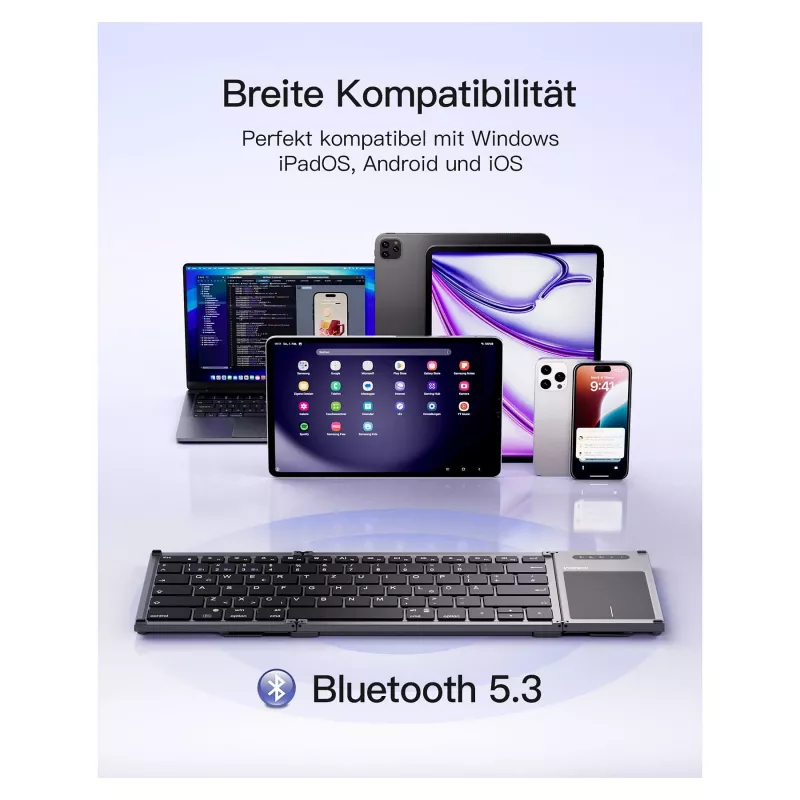 Inateck KB06101_STEEL GRAY näppäimistö Home RF Wireless + Bluetooth QWERTZ English musta