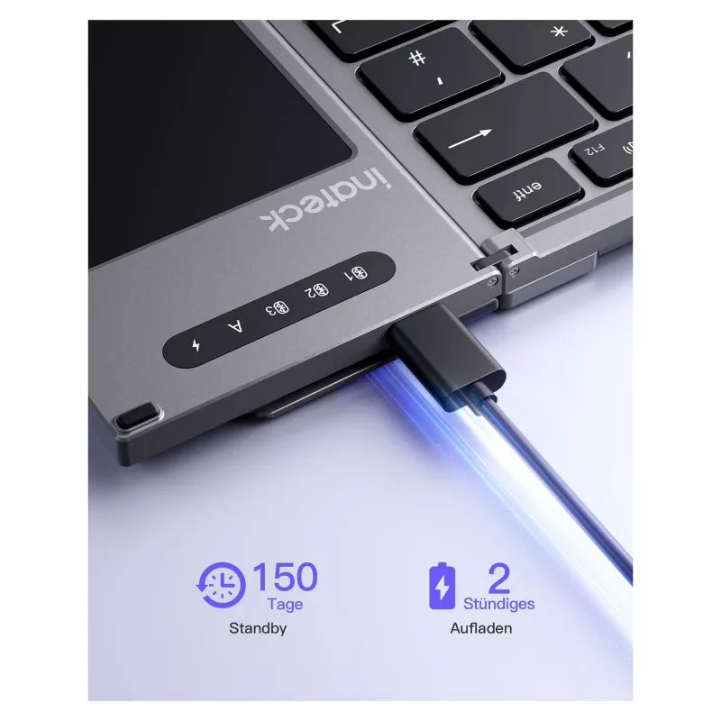 Inateck KB06101_STEEL GRAY näppäimistö Home RF Wireless + Bluetooth QWERTZ English musta