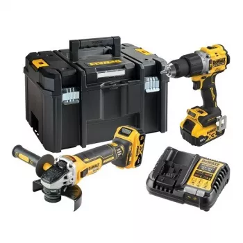 DeWalt DCK2026P2T-QW yhdistelmäsarja DCD805 + DCG405, 18 V XR 2×5,0 Ah musta, keltainen