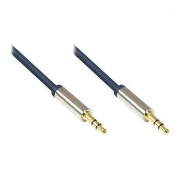 Audio-liitäntäkaapeli High-Quality 3,5 mm, 2x plugi, täysmetallikotelo, tummansininen, 3 m, Good Connections (GC-M0042)