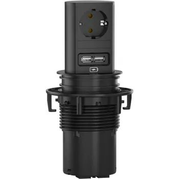 Bachmann ELEVATOR 1xCEE7/3928.01771xUSB-laturi 2 0m CEE7/7 RAL9005