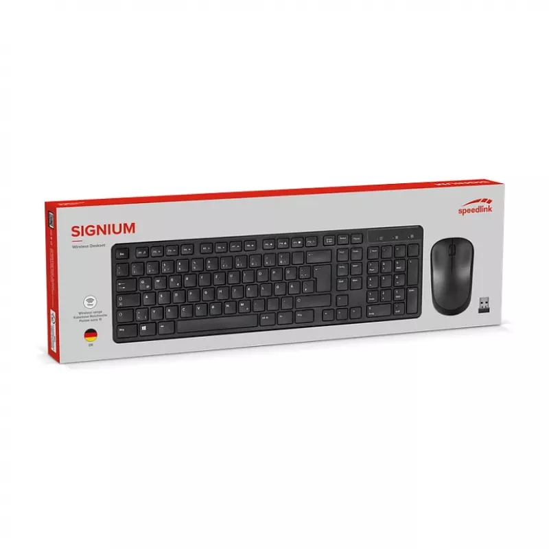 Speedlink SIGNIUM SL-640303-BK langaton työpöytäsarja musta — DE-asettelu, langaton näppäimistö ja hiiri
