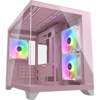 Cougar FV150 ARGB mini-torni-PC-kotelo – pinkki, tukee 2x 120/140 mm sivutuulettimia, 1x 120 mm takana, 2,5