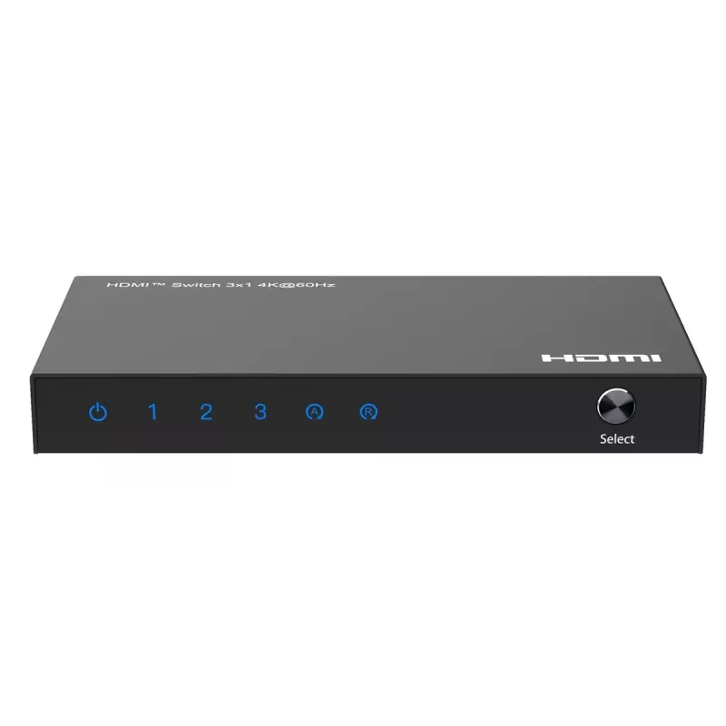 MicroConnect MC-HDMISWITCH0301-4K videokytkin 4K 60Hz metalli musta