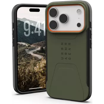 UAG Urban Armor Gear Civilian MagSafe kotelo | Apple iPhone 17 Pro | oliivi/pop oranssi | 114545117297 (114545117297)