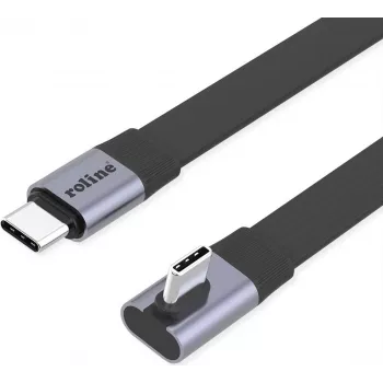 ROLINE USB4-2.0 kaapeli 80 Gbit/s litteä ST/ST suora-90° kulma - kaapeli - digitaali/data