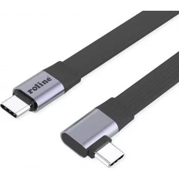 ROLINE USB4-2.0 kaapeli (80 Gbit/s), litteä ST/ST, suora-90° kulma, 0,13 m (11.02.9099)