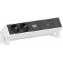 Bachmann DESK2 -pistorasia, jossa 2x CEE 7/3 -pistorasiaa ja 1x USB-C PD 100W, kaapeli 0,2 m, RAL9010