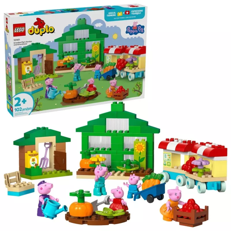 DUPLO Peppa Pig 10461 Isoisä Possun puutarha ja kasvihuone -rakennuspalikat