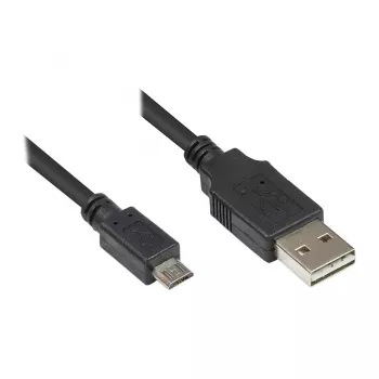 Liitäntäkaapeli USB 2.0 EASY pistoke A pistoke Micro B, musta, 0,5 m, Good Connections® (2510-EUM005)