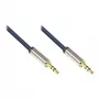 Audio-liitäntäkaapeli High-Quality 3,5mm, 2x jakkipistoke, täysmetallikotelo, tummansininen, 0,5m, Good Connections (GC-M0038)