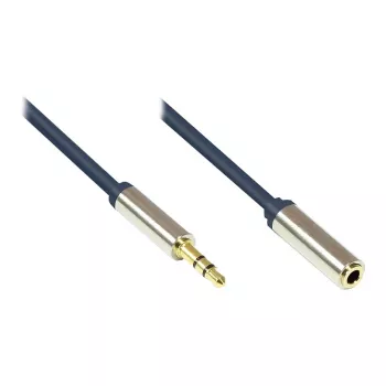 Audio-liitäntäkaapeli High-Quality 3,5 mm, klinkkipistoke klinkkiliitäntään, täysmetallikotelo, tummansininen, 3 m, Good Connections (GC-M0054)