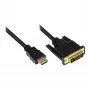 Liitäntäkaapeli HDMI 19-napainen pistoke DVI-D 24+1 -pistokkeeseen, 24K-kullatut pistokkeet ja kuparikontaktit, OFC, musta, 5 m, Good Connections (GC-M0012)