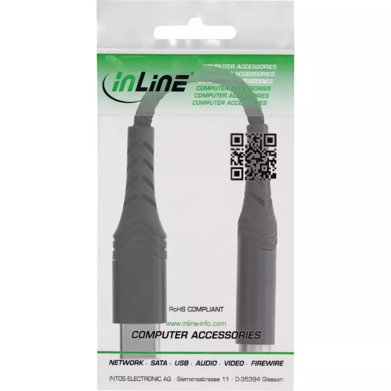 Audio-sovitin InLine 33054E USB-C 3,5 mm:iin sisäänrakennetulla DAC:lla, 15 cm kaapeli