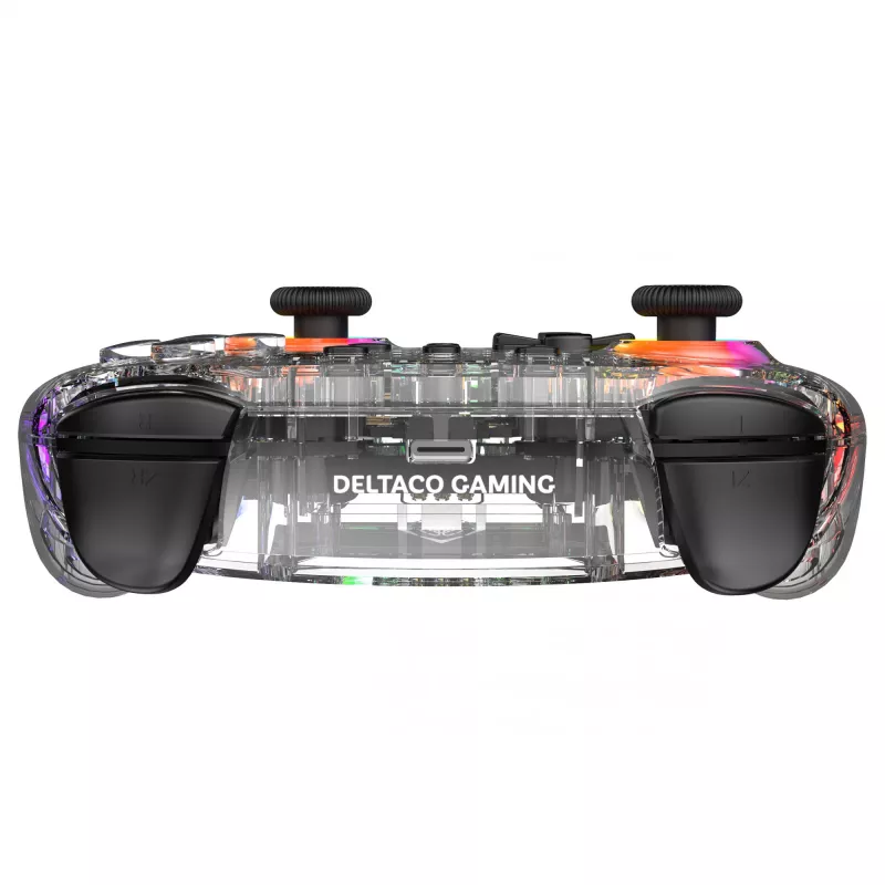 Peliohjain Deltaco Gaming GAM-198-T läpinäkyvä Bluetooth/USB USB-C Nintendo Switch, Switch 2, Switch OLED, Android, PC