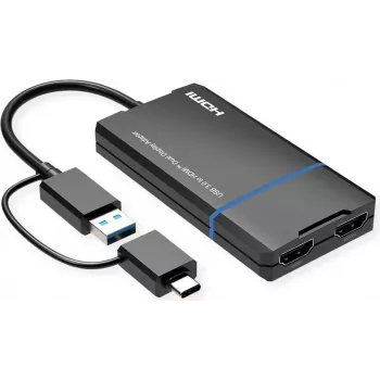 VALUE näyttösovitin USB Type-A C - Dual HDMI 4K30+ 1080p ST/BU - sovitin - digitaalinen/data (12.99.3206)
