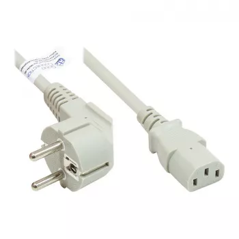 Virtajohto suojakosketinpistoke tyyppi E+F (CEE 7/7, kulma) – C13 (suora), harmaa, 1,00 mm², 5 m, Good Connections® (P0130-GR050)