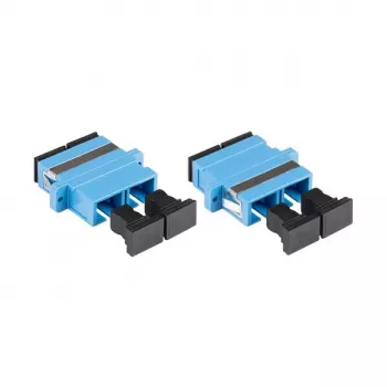 Kuitu duplex -liitin, SC (UPC) – SC (UPC), OS2, yksimuoto, muovikotelo laipalla, keraaminen holkki, sininen, Good Connections® (LW-K206)