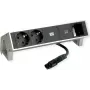 Bachmann 902.905 DESK2 INOX jatkojohto, 2x Schuko, 1x USB-C 30 W