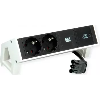 Bachmann 902.933 DESK2 jatkojohto, valkoinen, 2x Schuko, 1x USB-C 30 W