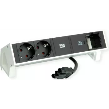 Bachmann 902.936 DESK2 pistorasia, valkoinen (RAL9010), 2x Schuko, 1x USB-C 30 W