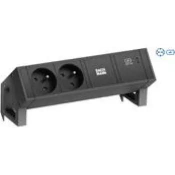 Bachmann 902.964 DESK2 pistorasia, musta (RAL9005), 2x Schuko, 1x USB-C 60 W
