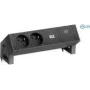 Bachmann 902.964 DESK2 jatkojohto, musta (RAL9005), 2x Schuko, 1x USB-C 60 W