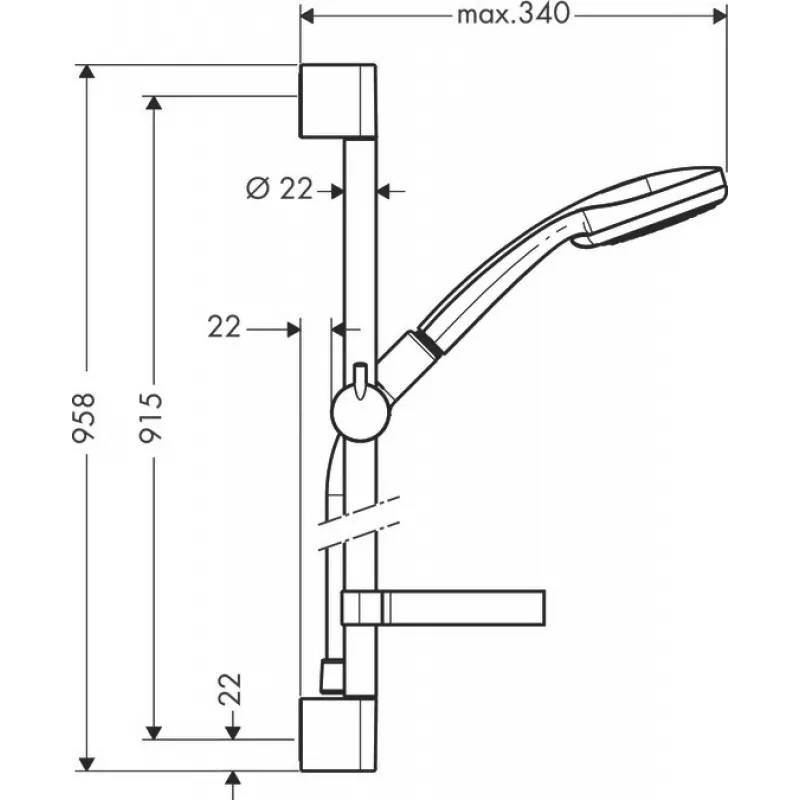 Suihkujärjestelmä Hansgrohe Croma 100 27771000 kromi