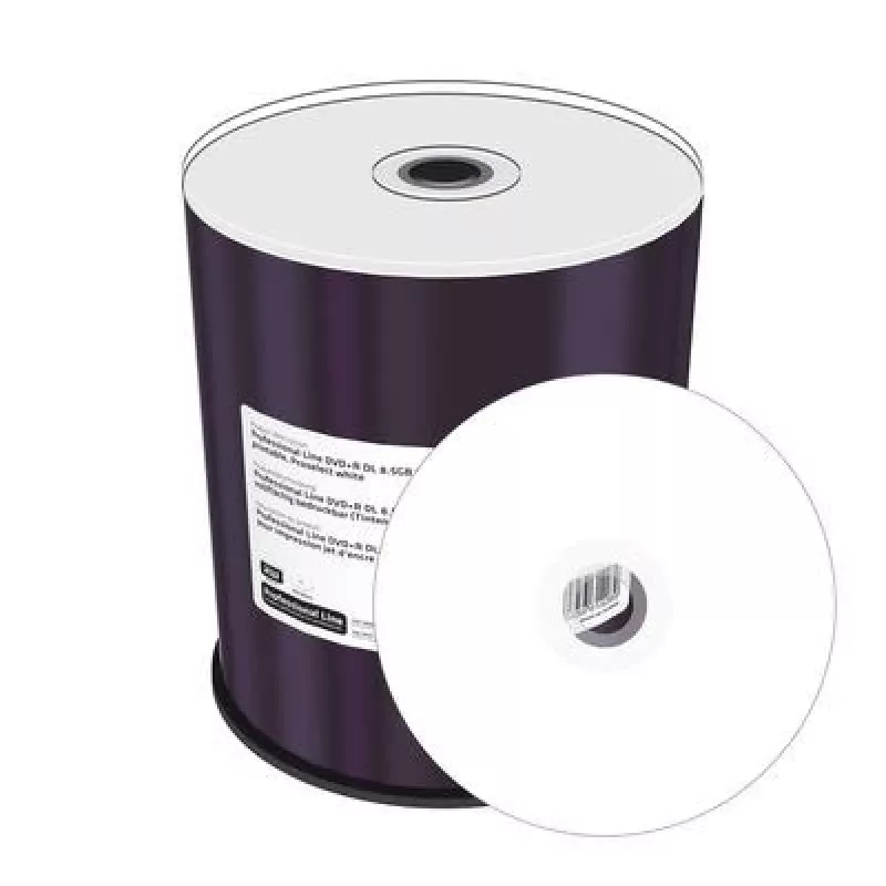 MediaRange DVD+R 8,5 GB 100 kpl 8x valkoinen koko pinnalta tulostettava cakebox