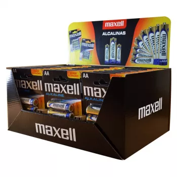 MAXELL Alkaline LR6 AA kertakäyttöparistot 1,5 V — 4 kpl:n pakkaus (näyttö 30 blisteriä / 120 kpl)