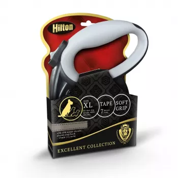 Hilton Smart Dog Tape XL -hihna — 7 m, koirille enintään 40 kg, musta-harmaa