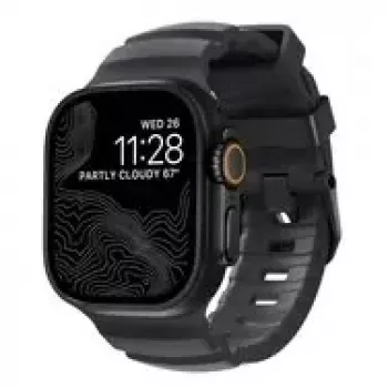 NOMAD Rocky Point Band - ranneke Apple Watch 46mm/49mm FKM ja titaani (Storm, musta laitteisto)
