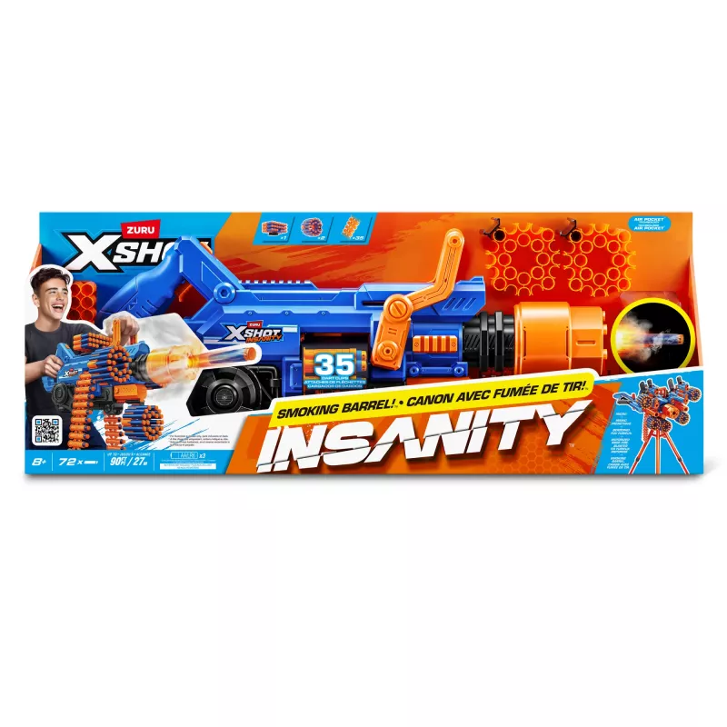 ZURU XSHOT Insanity Smoking Barrel Blaster, leluase, 8 vuotta