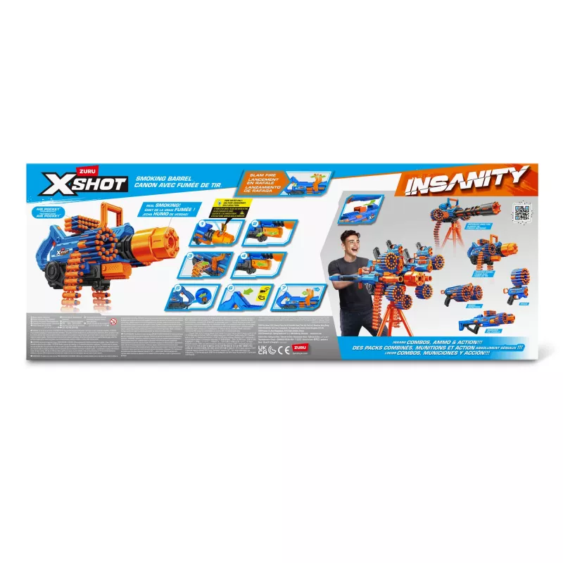 ZURU XSHOT Insanity Smoking Barrel Blaster, leluase, 8 vuotta
