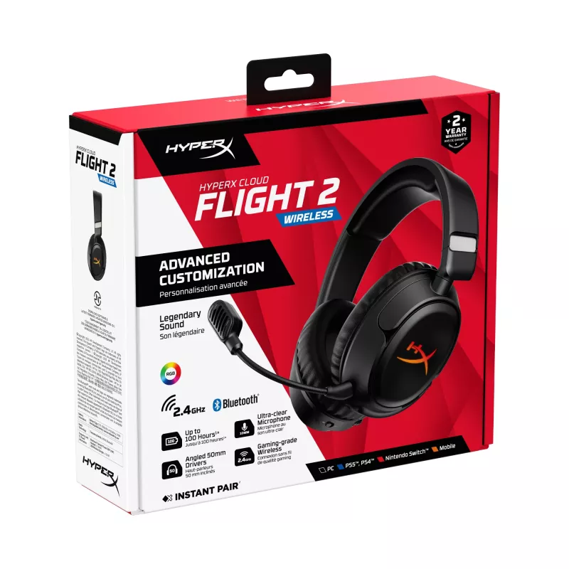 Langaton pelikuuloke HyperX Cloud Flight 2 — korvan peittävä, musta