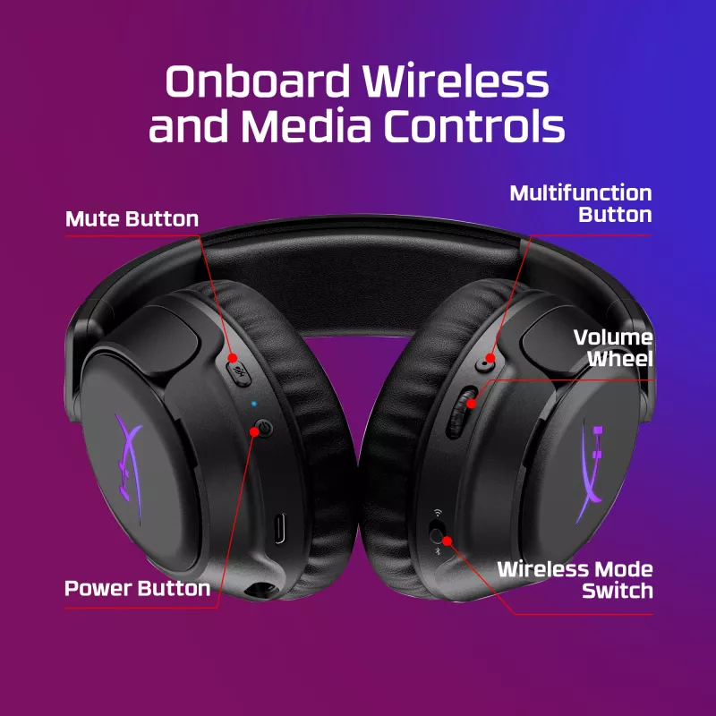 Langaton pelikuuloke KINGSTON HyperX Cloud Flight 2 USB-C ja Bluetooth, valkoinen