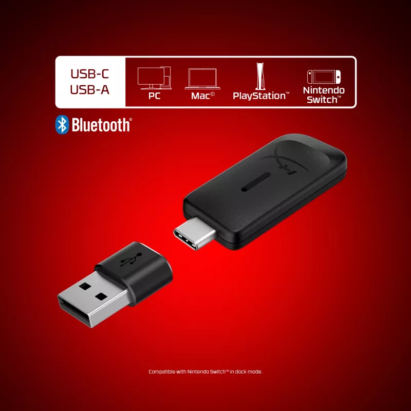 Langaton pelikuuloke KINGSTON HyperX Cloud Flight 2 USB-C ja Bluetooth, valkoinen