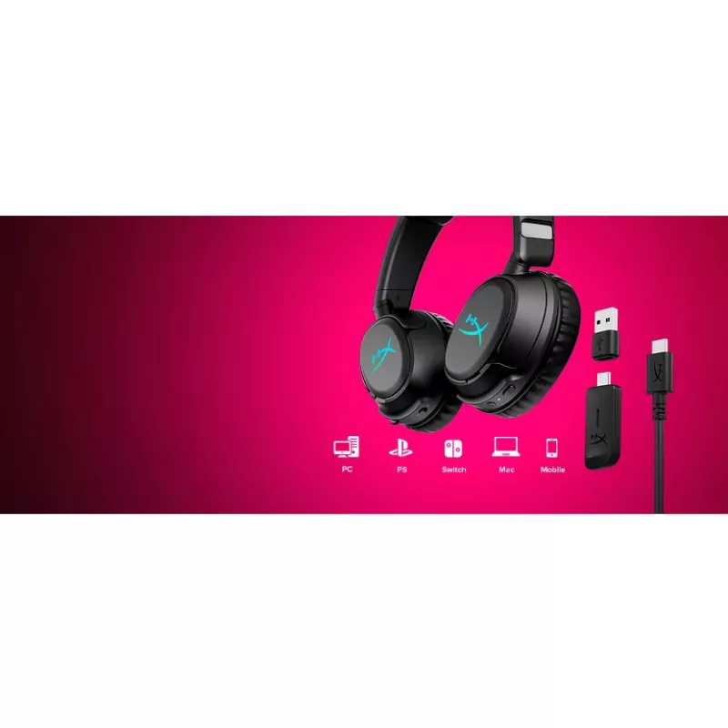 Langaton pelikuuloke KINGSTON HyperX Cloud Flight 2 USB-C ja Bluetooth, valkoinen
