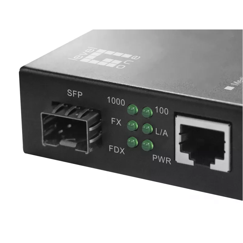 LevelOne RJ45–SFP gigabitin mediakonvertteri, PoE PSE