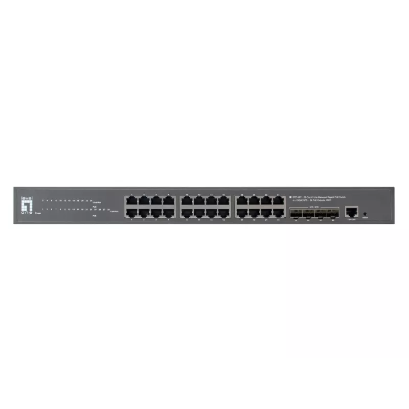 LevelOne GTP-2871 verkkokytkin Managed L3 Gigabit Ethernet (10/100/1000) Power over Ethernet (PoE) harmaa