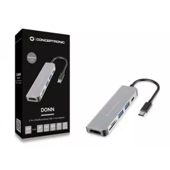 Conceptronic DONN02G kannettavan telakointiasema/porttireplikaattori USB 3.2 Gen 1 (3.1 Gen 1) Type-C alumiini