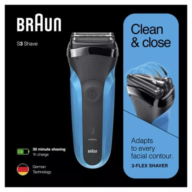 Braun Series 3 310s kalusterä trimmeri musta, sininen