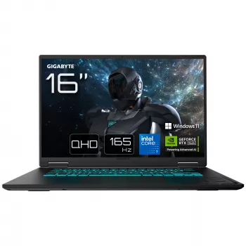 GIGABYTE GAMING A16 PRO DYHG5DECC4SH kannettava tietokone Intel Core 7 240H 40,6 cm (16 tuumaa) Quad HD+ 32 GB LPDDR5x-SDRAM 1 TB SSD NVIDIA® GeForce RTX™ 5080 Laptop GPU Wi-Fi 6E (802.11ax) Windows 11 Home musta
