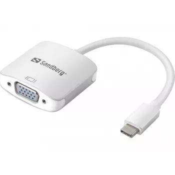 Sandberg USB-C–VGA-linkki, USB Type-C, VGA (D-Sub), uros, naaras, 1920 x 1080 (HD 1080), 2048 x 1152, 1080p