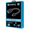 Sandberg OTG-sovitin MicroUSB uros - USB naaras, Micro-USB B, USB-A, USB 2.0, uros/naaras, 0,48 Gbit/s, musta