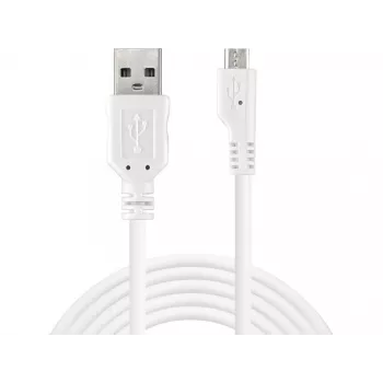 Sandberg MicroUSB synkronointi-/latauskaapeli 3 m, 3 m, USB-A, Micro-USB B, USB 2.0, uros/uros, valkoinen