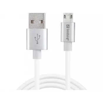 Sandberg MicroUSB käännettävä kaapeli 1 m, 1 m, USB-A, Micro-USB A, hopea, valkoinen
