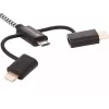 Sandberg 3in1 Lightning+MicroUSB+USB-C 1 m, 1 m, Micro-USB A, USB-A, uros/uros, musta, harmaa