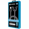 Sandberg 3in1 Lightning+MicroUSB+USB-C 1 m, 1 m, Micro-USB A, USB-A, uros/uros, musta, harmaa