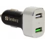 Sandberg autolaturi 1xQC 3.0+1xUSB2.4A, auto, savukkeensytytin, 12 V, alumiini, musta